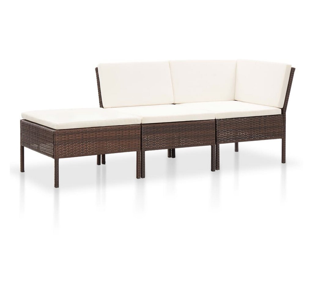 DOTMALL Gartenlounge-Set 3-tlg. Garten-Lounge-Set mit Auflagen Poly Rattan von DOTMALL