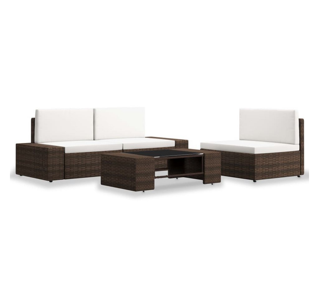 DOTMALL Gartenlounge-Set 4-tlg. Garten-Lounge-Set Poly Rattan Braun von DOTMALL