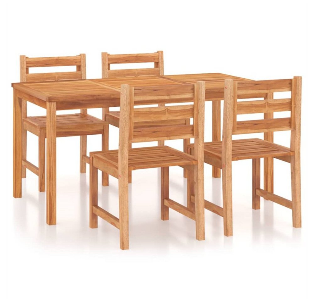 DOTMALL Gartenlounge-Set 5-teiliges Garten-Ess-Set aus Massivholz Teak,mit Garten-Tisch von DOTMALL