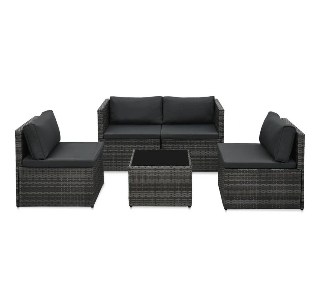 DOTMALL Gartenlounge-Set 5-tlg. Garten-Sofagarnitur mit Auflagen Poly Rattan Garten-Lounge-Set von DOTMALL