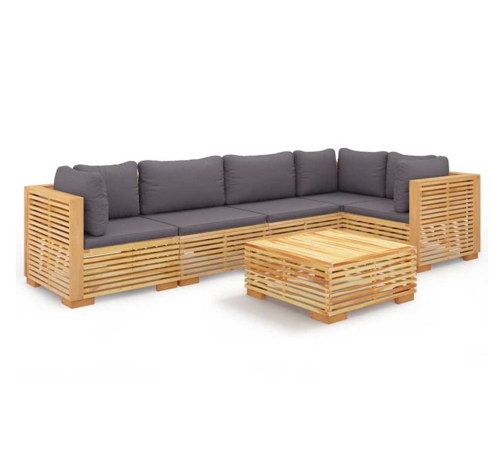 DOTMALL Gartenlounge-Set 6-tlg. Garten-Lounge-Set mit Kissen Massivholz Teak von DOTMALL