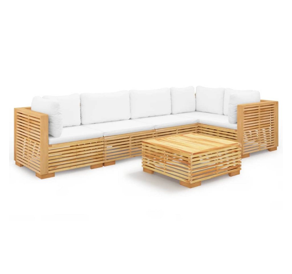 DOTMALL Gartenlounge-Set 6-tlg. Garten-Lounge-Set mit Kissen Massivholz Teak von DOTMALL