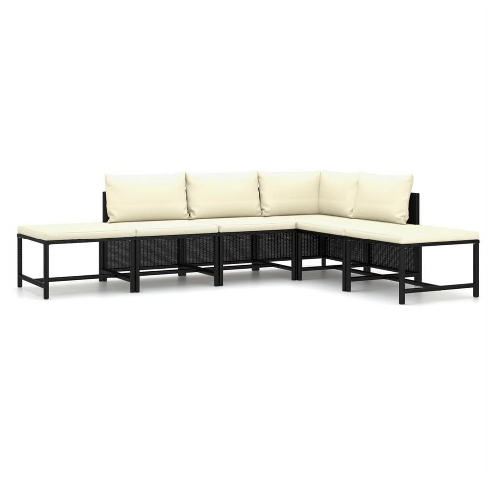 DOTMALL Gartenlounge-Set 6-tlg. Garten-Lounge-Set mit Kissen Poly Rattan Schwarz, Stahlrahmen von DOTMALL