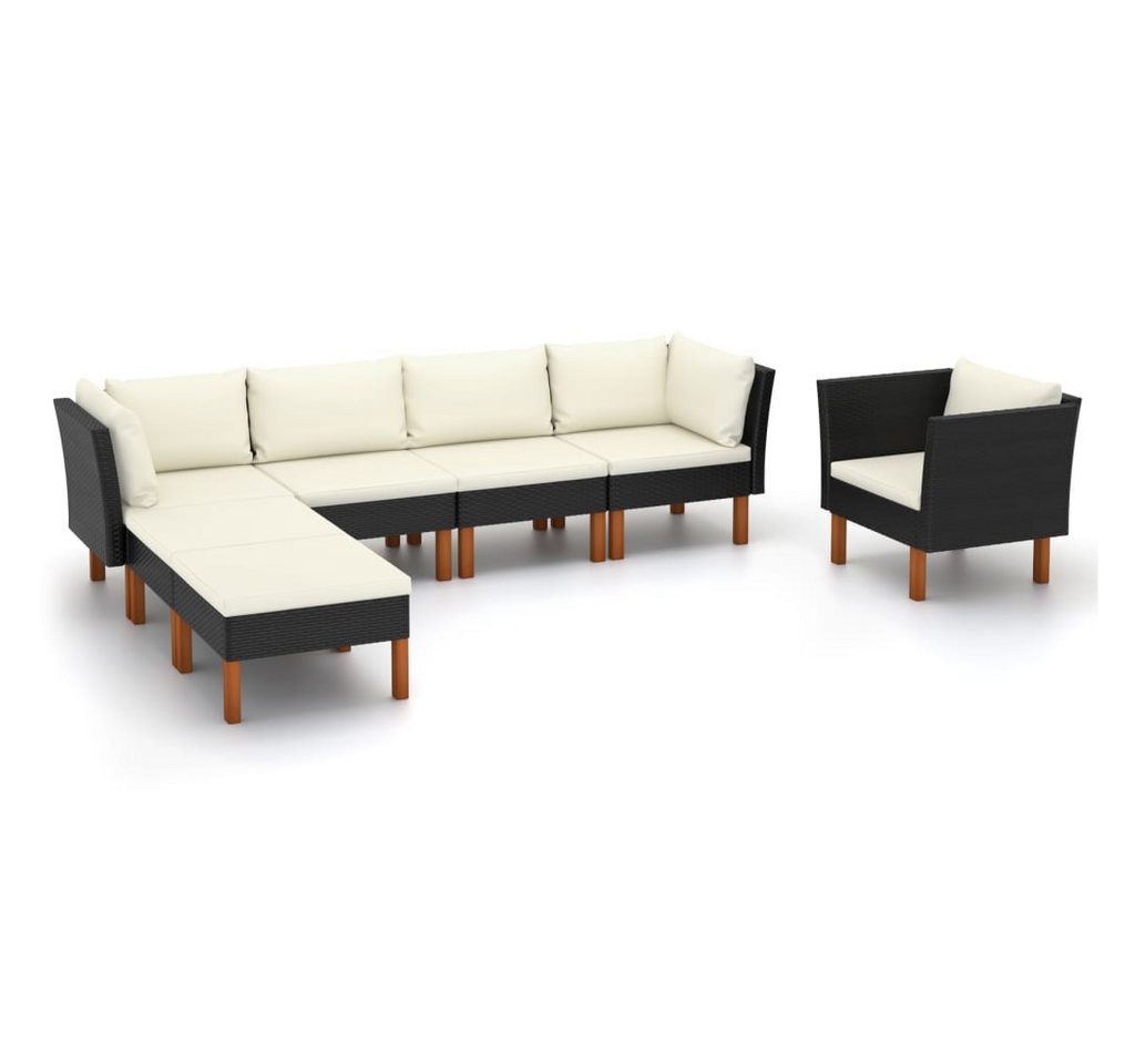 DOTMALL Gartenlounge-Set 7-tlg. Garten-Lounge-Set Poly Rattan und Eukalyptusholz von DOTMALL