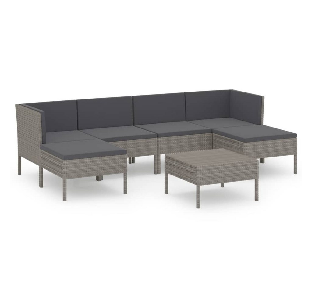 DOTMALL Gartenlounge-Set 7-tlg. Garten-Lounge-Set mit Auflagen Poly Rattan Grau von DOTMALL