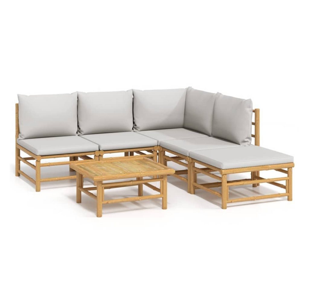 DOTMALL Gartenlounge-Set Garten-Ecksofa-Set (6-tlg),aus Bambus mit mit Sitz- und Rückenpolster von DOTMALL