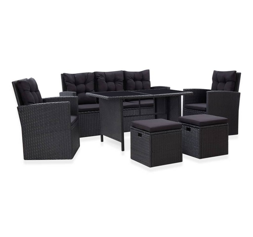 DOTMALL Gartenlounge-Set Wetterfest Polyrattan Sitzgruppe, Gartenmöbel-Set mit Kissen, 6-tlg. von DOTMALL