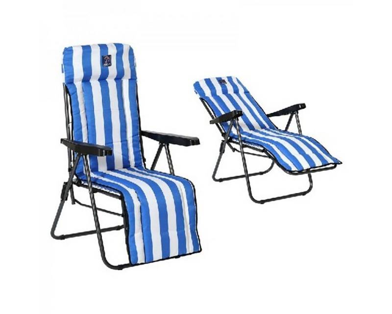 DOTMALL Gartenstuhl STRANDLIEGE STAHL BLAU / WEISS von DOTMALL