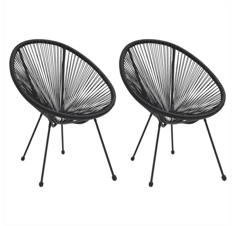 DOTMALL Gartenstuhl Schwarz Moon-Gartenstühle 2 Stk. Rattan 80 x 70,5 x 83 cm von DOTMALL