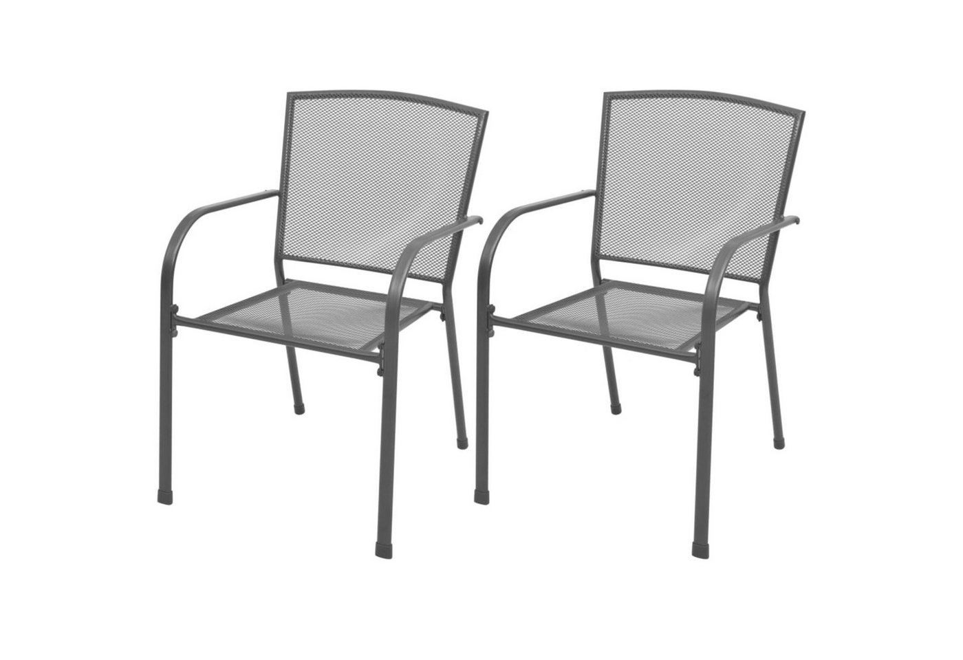 DOTMALL Gartenstuhl Stapelbare Gartenstühle 2 Stk. Stahl Grau von DOTMALL