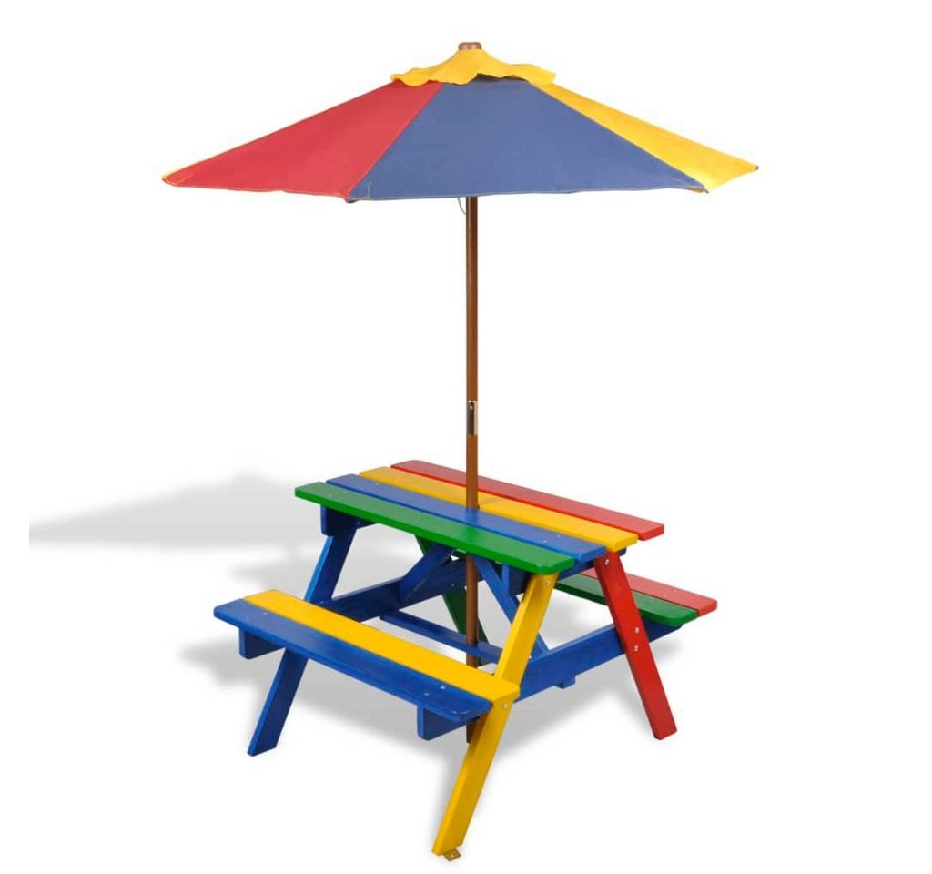 DOTMALL Gartentisch Kindersitzgruppe, (Set, 1-tlg),Kinder-Picknicktisch mit Sonnenschirm von DOTMALL
