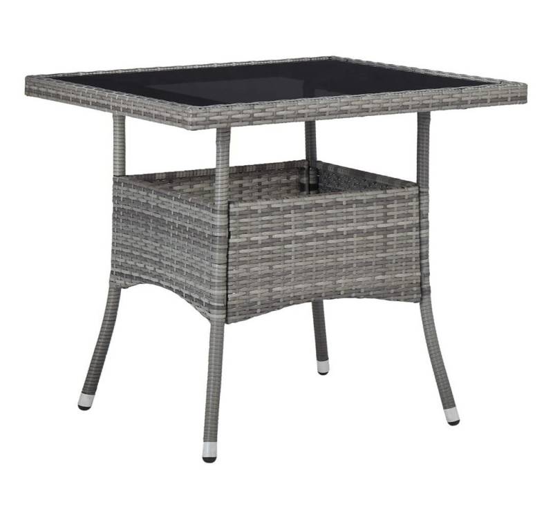 DOTMALL Gartentisch Poly Rattan und Glas, 80 x 80 x 75 cm,Wetterfest von DOTMALL