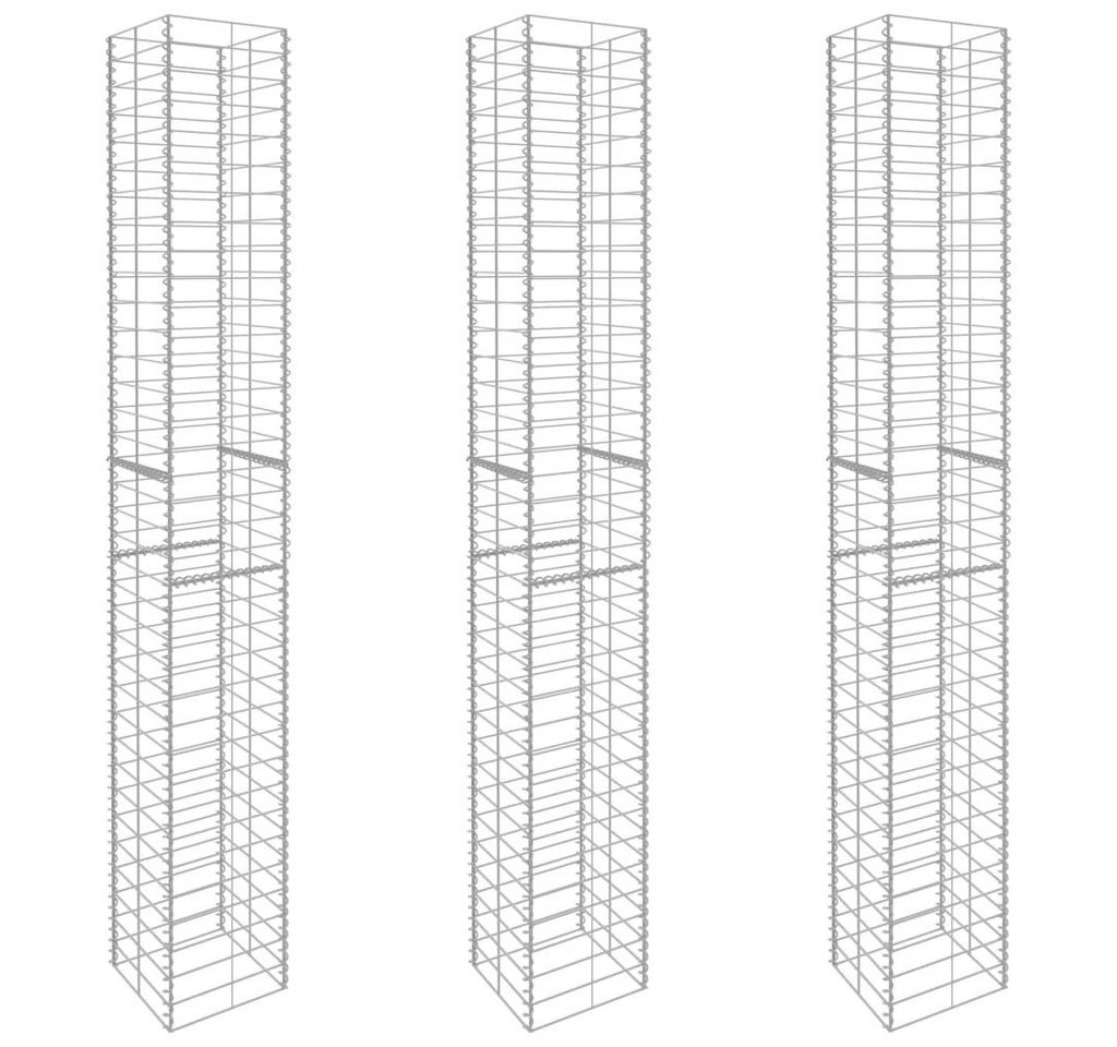 DOTMALL Gartenzaun Steingabionen 25 x 25 x 197 cm,Verzinkter Stahl, 3 Stk. von DOTMALL