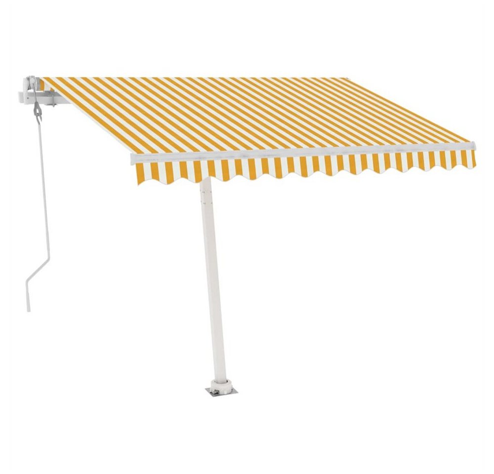 DOTMALL Gelenkarmmarkise Freistehende automatische Markise 350 x 250 cm,Gelb,Weiß von DOTMALL