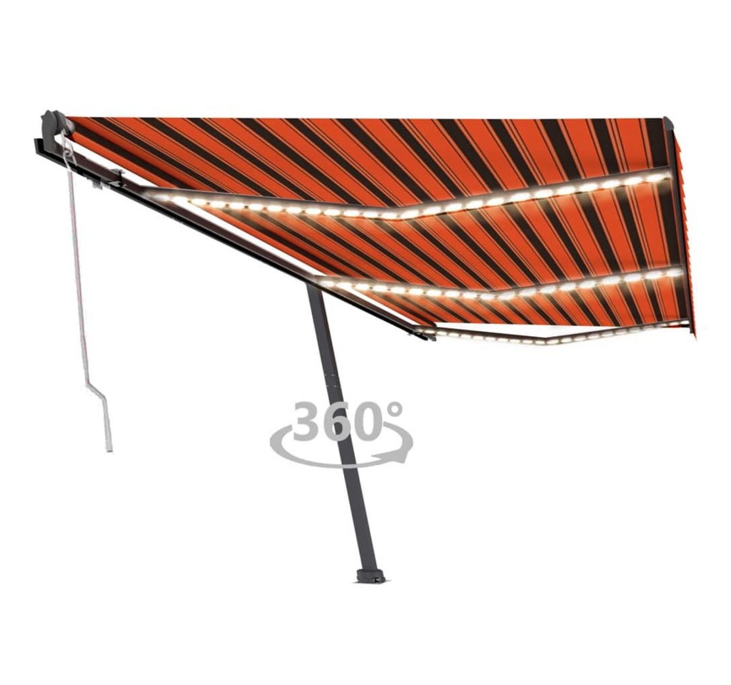DOTMALL Hitzeschutz-Markise Automatische Markise mit LED & Windsensor 600x300 Orange/Braun von DOTMALL