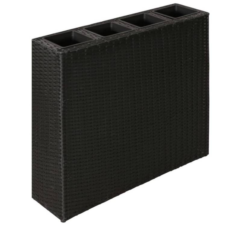 DOTMALL Hochbeet Garten-Hochbeet mit 4 Töpfen Poly Rattan Schwarz von DOTMALL