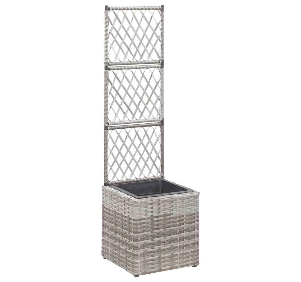 DOTMALL Hochbeet Hochbeet mit Rankgitter 1 Topf 30x30x107 cm Poly Rattan Grau von DOTMALL