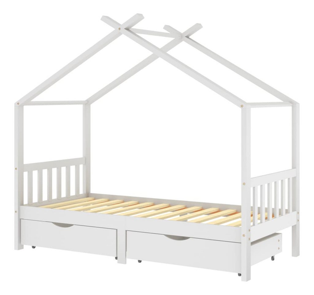 DOTMALL Kinderbett Kinderbett mit Schubladen Weiß Massivholz Kiefer 90x200 cm von DOTMALL