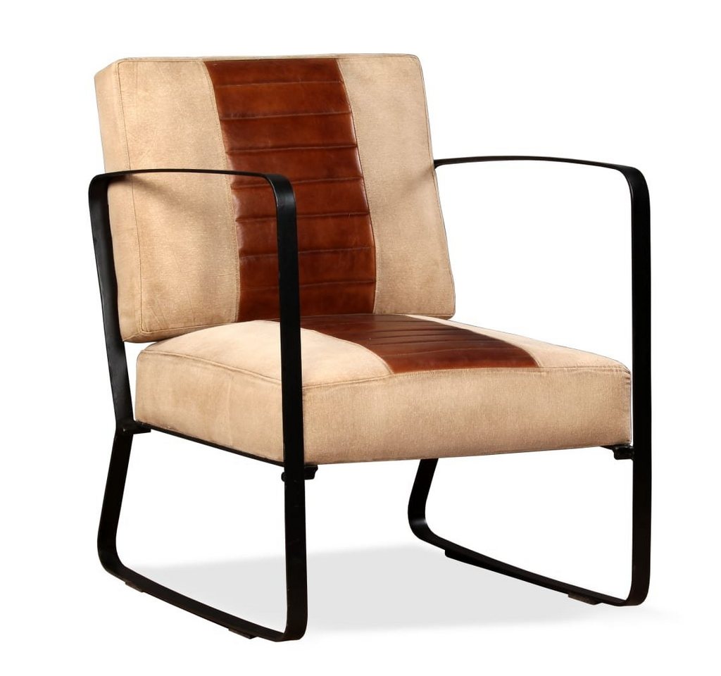 DOTMALL Loungesessel Armlehnensessel Sessel mit Eisengestell (Echtleder und Kanevas) von DOTMALL