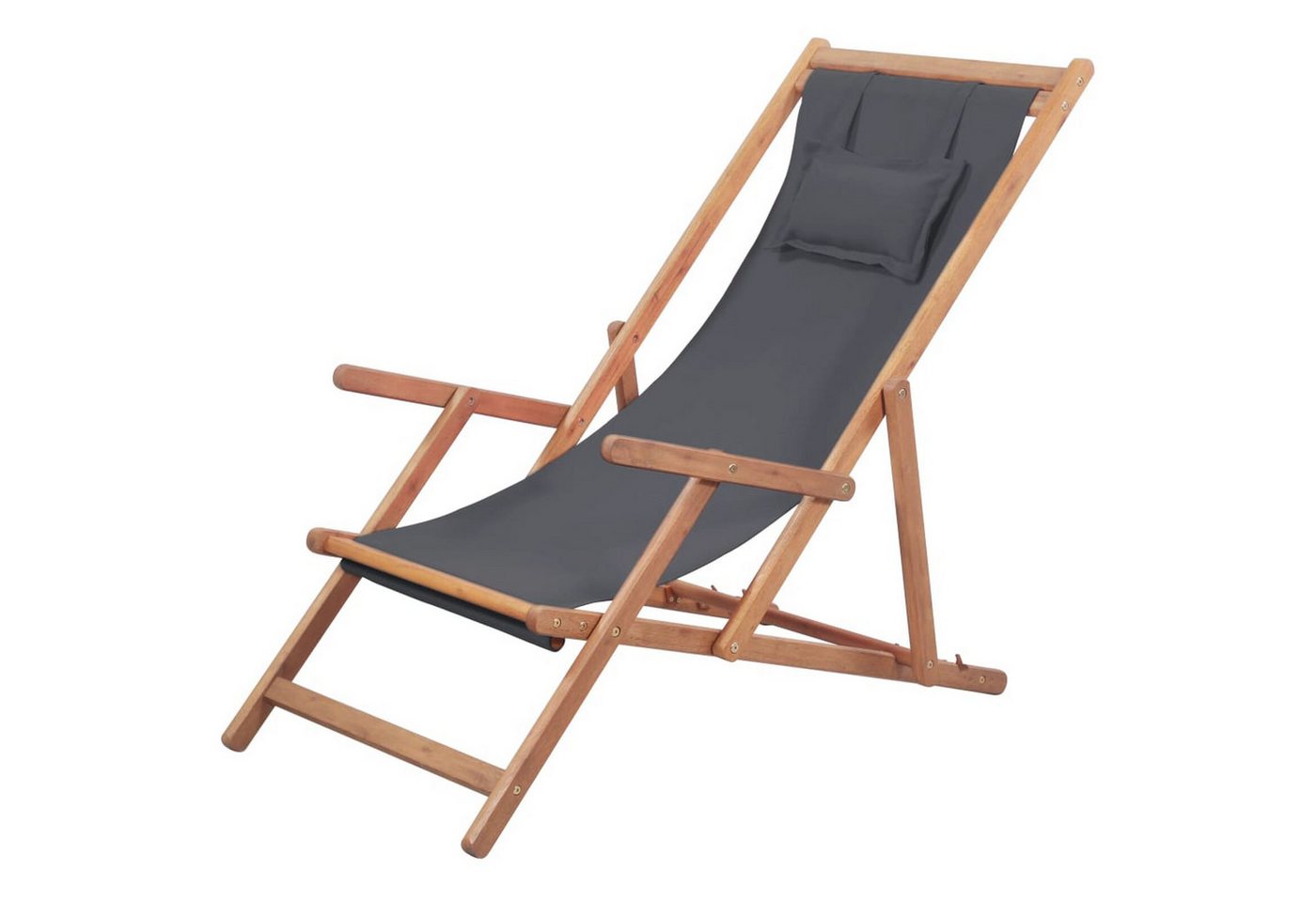 DOTMALL Loungesessel Klappbarer Strandstuhl Stoff und Holzrahmen Grau DOTMALL Loungesessel Klappbarer Strandstuhl Stoff und Holzrahmen Grau von DOTMALL