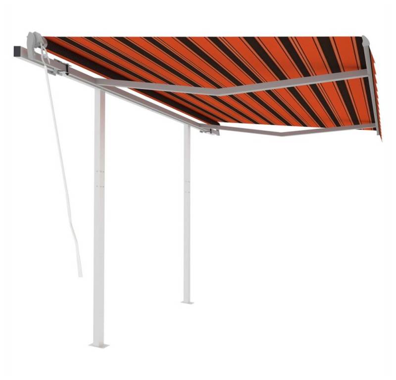DOTMALL Markise Automatisch einziehbare Markise mit Pfosten 3,5x2,5 m Orange&Braun von DOTMALL