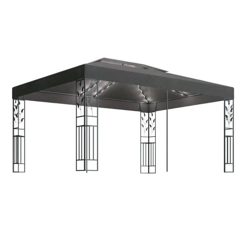 DOTMALL Pavillon Pavillon mit Doppeldach & LED-Lichterkette 3x4 m Anthrazit von DOTMALL