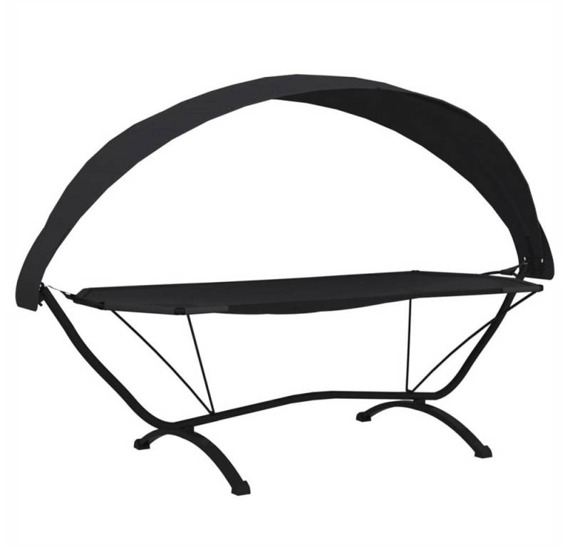DOTMALL Pavillon Schwarz Outdoor-Loungebett mit Dach Stahl und Oxford-Stoff von DOTMALL