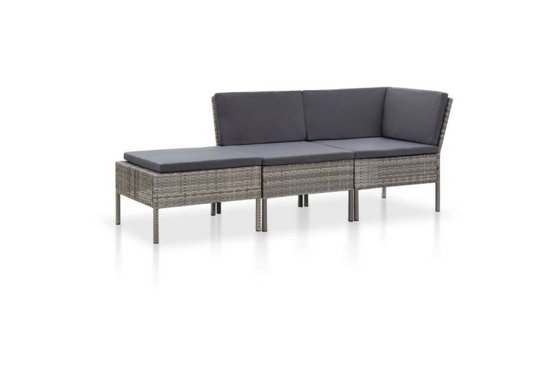 DOTMALL Rattanstuhl 3-tlg. Garten-Lounge-Set mit Auflagen Poly Rattan Grau von DOTMALL