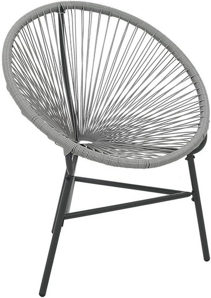 DOTMALL Rattanstuhl Garten Moon Chair Poly Rattan Grau von DOTMALL