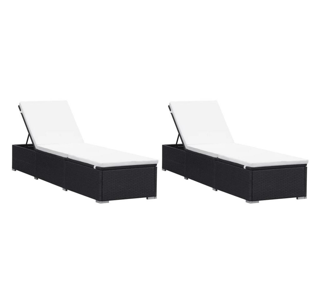 DOTMALL Relaxliege Sonnenliegen mit Auflage 2 Stk. Poly Rattan Schwarz von DOTMALL