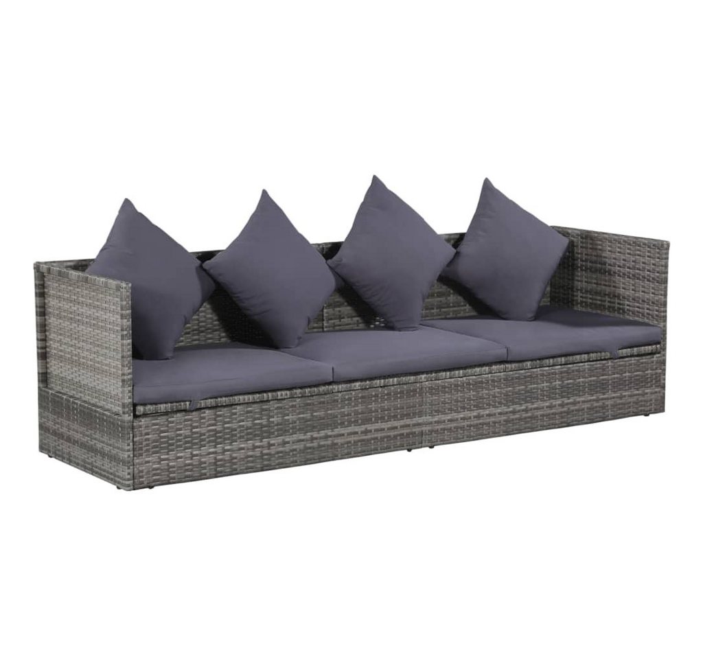 DOTMALL Schlafsofa Garten-Sofabett 200x60 cm Poly Rattan Grau von DOTMALL