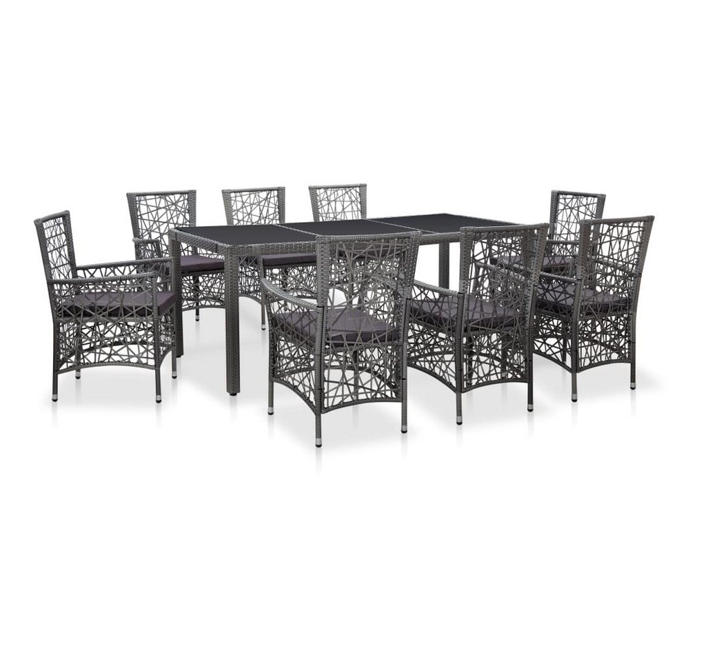 DOTMALL Sitzgruppe Garten Lounge Gartenmöbel Poly Rattan, (Set, 9-tlg), mit Polsterung von DOTMALL