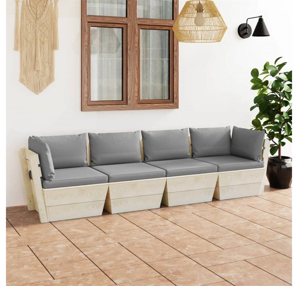 DOTMALL Sofa Garten-4-Sitzer-Palettensofa , mit Kissen Fichtenholz von DOTMALL