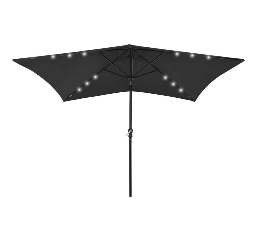 DOTMALL Sonnenschirm Sonnenschirm mit LEDs und Stahl-Mast 2x3 m Taupe Schwarz von DOTMALL