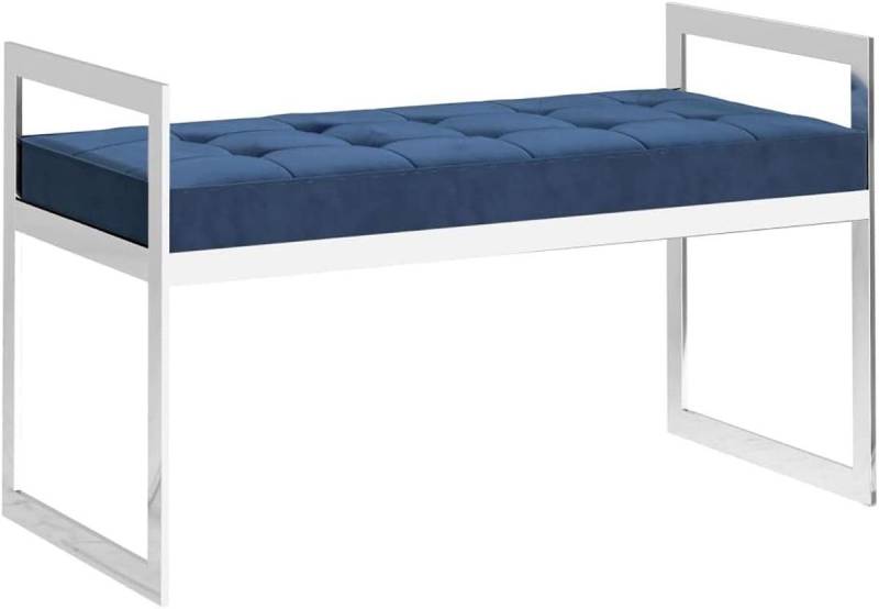 DOTMALL Stuhl Bank 97 cm Blauer Samt- und Edelstahlstuhl von DOTMALL