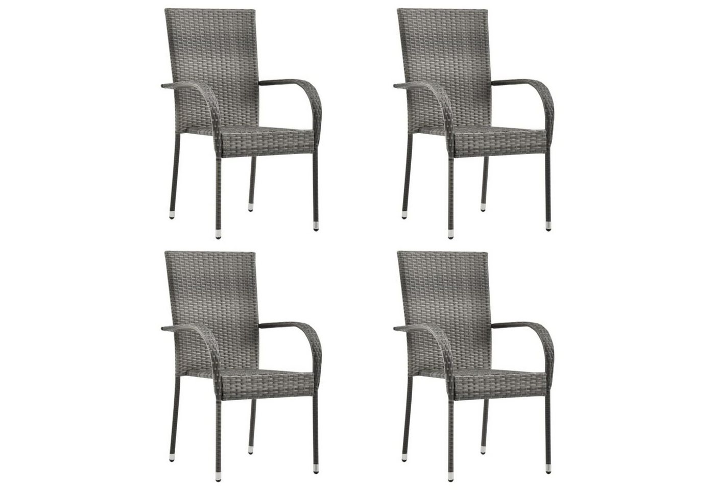 DOTMALL Stuhl Gartenstühle Stapelbar 4 Stk. Grau Poly Rattan DOTMALL Stuhl Gartenstühle Stapelbar 4 Stk. Grau Poly Rattan von DOTMALL