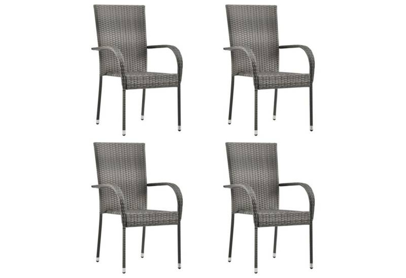 DOTMALL Stuhl Gartenstühle Stapelbar 4 Stk. Grau Poly Rattan von DOTMALL