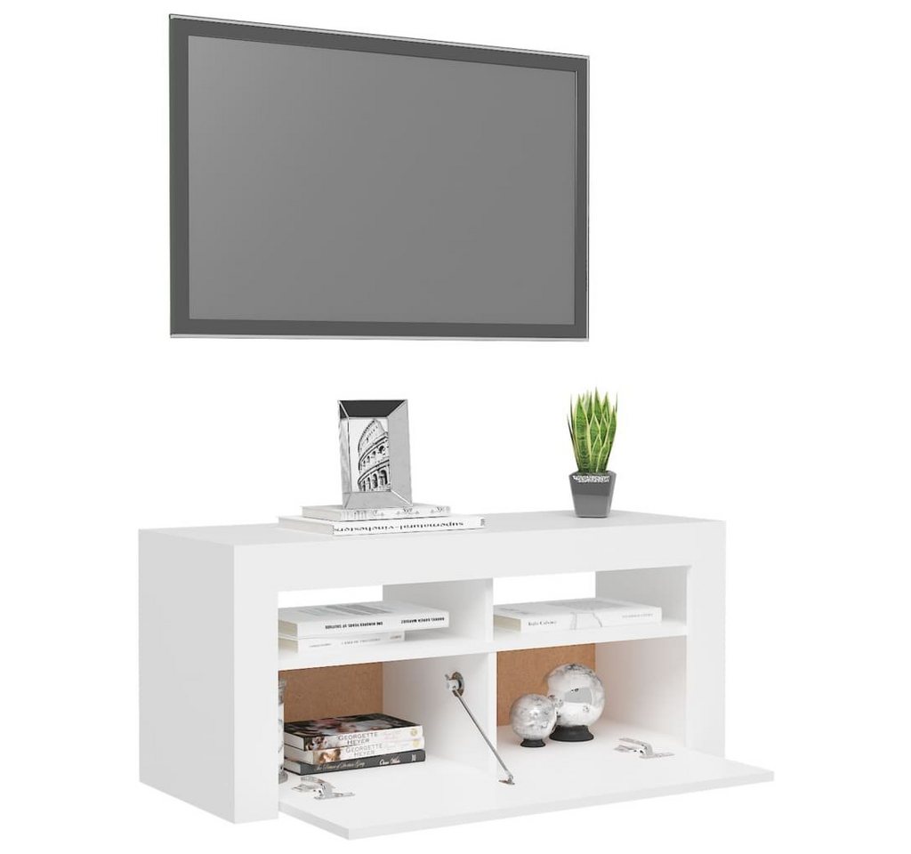 DOTMALL TV-Schrank TV-Schrank mit LED-Leuchten Weiß 90x35x40 cm von DOTMALL