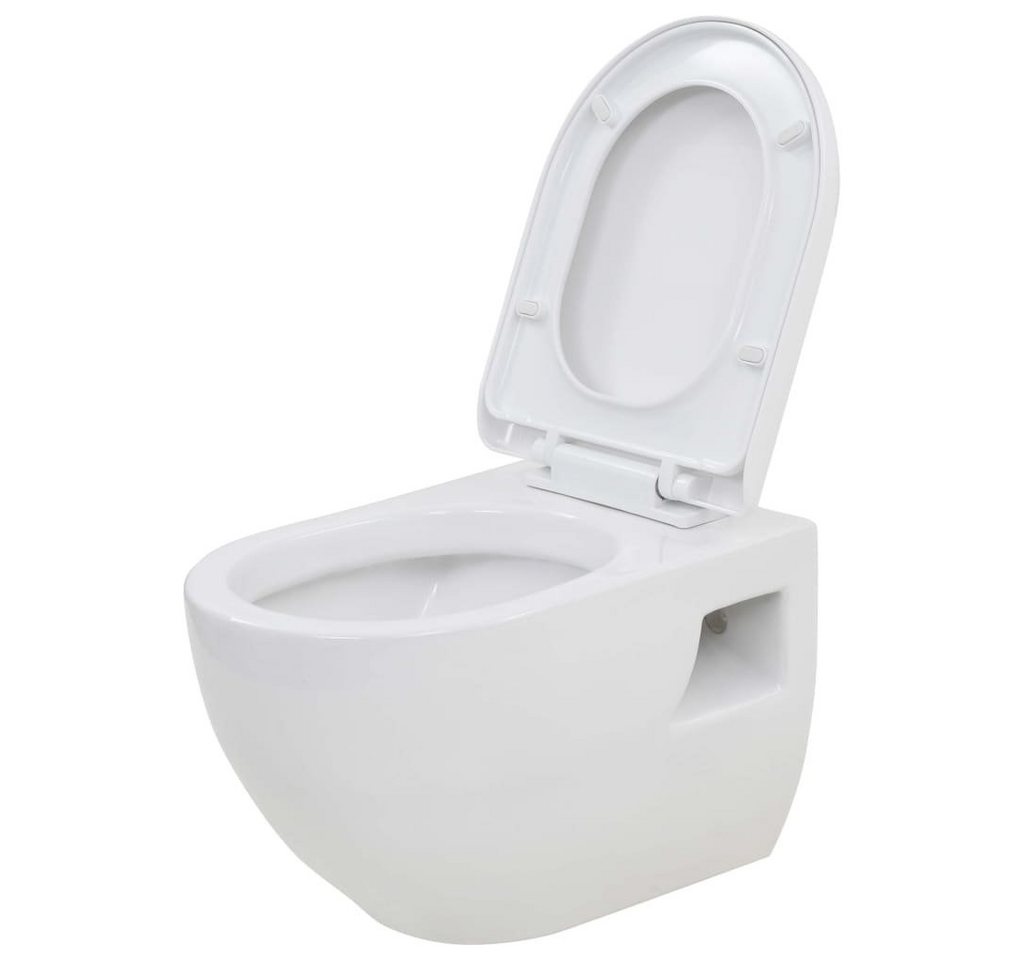 DOTMALL Tiefspül-WC wandmontierte Toilette aus Sanitärkeramik, inkl. WC-Sitz von DOTMALL