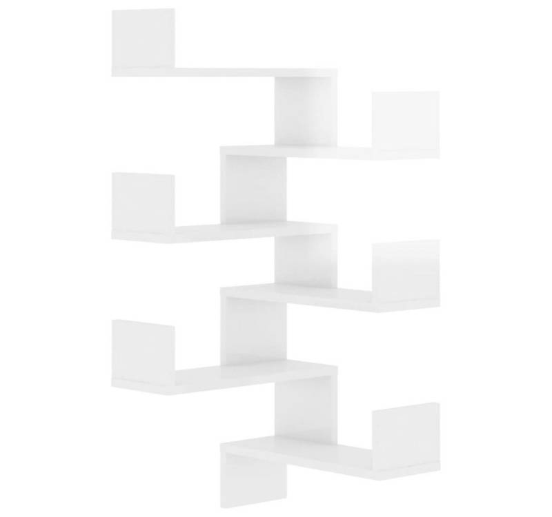 DOTMALL Wandregal Wand-Eckregale 2 Stk. Hochglanz-Weiß 40x40x50 cm Holzwerkstoff von DOTMALL
