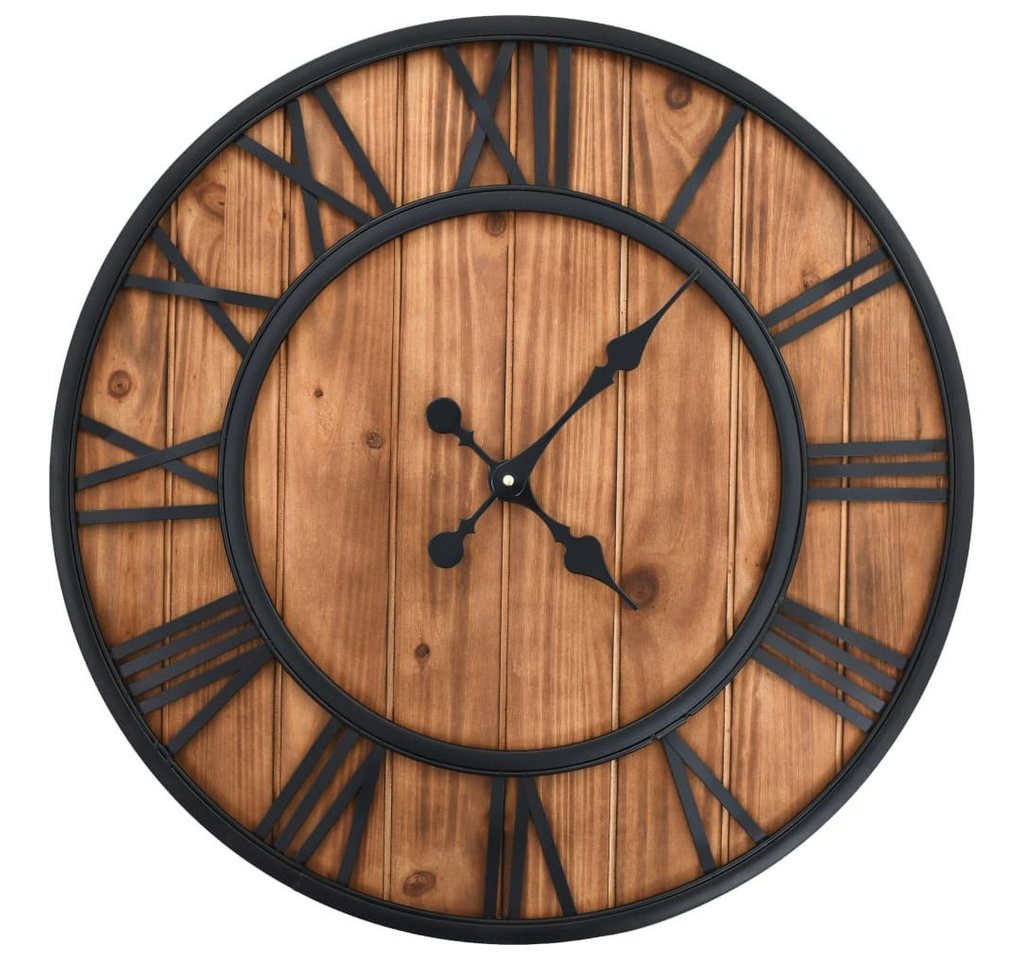 DOTMALL Wanduhr Große Vintage Holz und Metall 60cm Retro Uhr (leises Quarz Uhrwerk) von DOTMALL