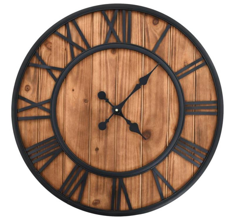 DOTMALL Wanduhr Wanduhr Vintage mit Quarzwerk Holz und Metall 60 cm XXL von DOTMALL