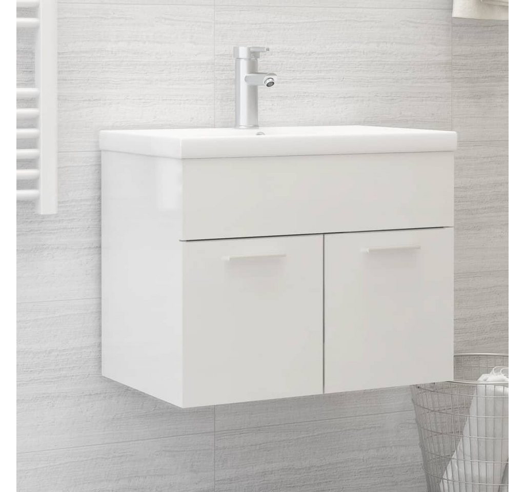 DOTMALL Waschbeckenunterschrank Waschbeckenunterschrank mit Einbaubecken Hochglanz-Weiß von DOTMALL