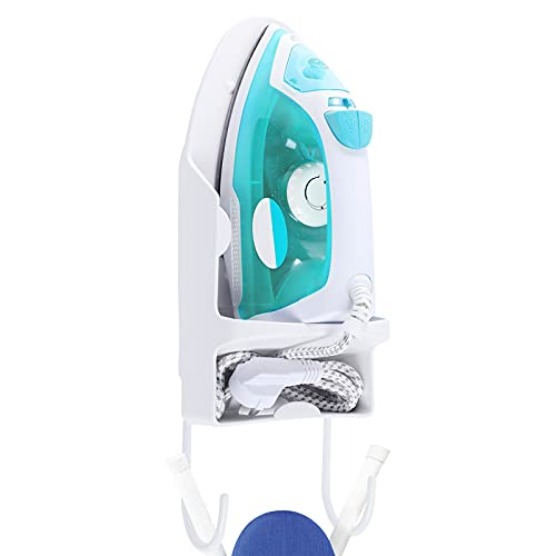 Bügelbrett-Aufhänger Wandhalterung, Bügeleisenbügel mit Bügelbrettgestell, hitzebeständiger Eisenhalter, Wandhalterung für max. 12,7 cm Breite (weiß) von DOUBLE 2 C