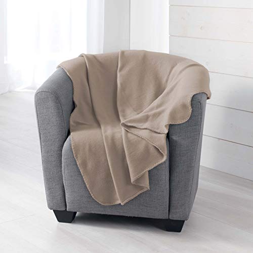 Douceur d'Intérieur Milou Plaid, Polyester, Taupe, 125 x 150 cm von Douceur d'Intérieur