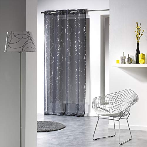Douceur D'Intérieur - 1623654, Gardine Mit Osen, 140 X 240 cm, Bully, Voile Bedruckt Silber, Grau Douceur D'Intérieur - 1623654, Gardine Mit Osen, 140 X 240 cm, Bully, Voile Bedruckt Silber, Grau von Douceur d'Intérieur