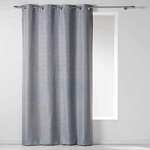 douceur d'Intérieur Ösengardine 140 x 260 cm Chambray Uni Newton, Gris grau von Douceur d'Intérieur