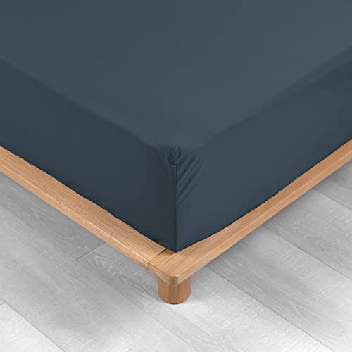 douceur d'Intérieur Spannbettlaken für Doppelbett, Blau, 160 x 200 cm von Douceur d'Intérieur