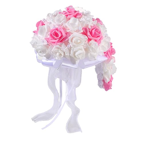 Brautstrauß, künstliche Blumen, weißer Blumenstrauß, Antragsparty, Hochzeitsempfang, Hochzeits-Souvenir, künstliche Rosen von DOUDINGMAO