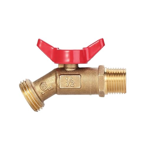 DOUDINGMAO Messing Schlauch Bib Ventile Messing Wasser Zapfhahn 0,5 Zoll männlicher Einlass 3/4 Zoll Außenauslass Gartenschlauch Adapter für Zuhause von DOUDINGMAO
